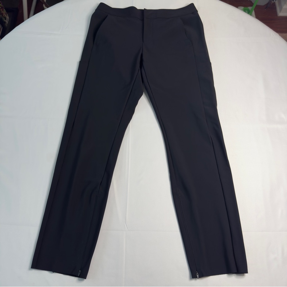 ATHLETA Women’s Black Stellar Trouser Yoga Pants Ankle Zipper Pockets Size 8